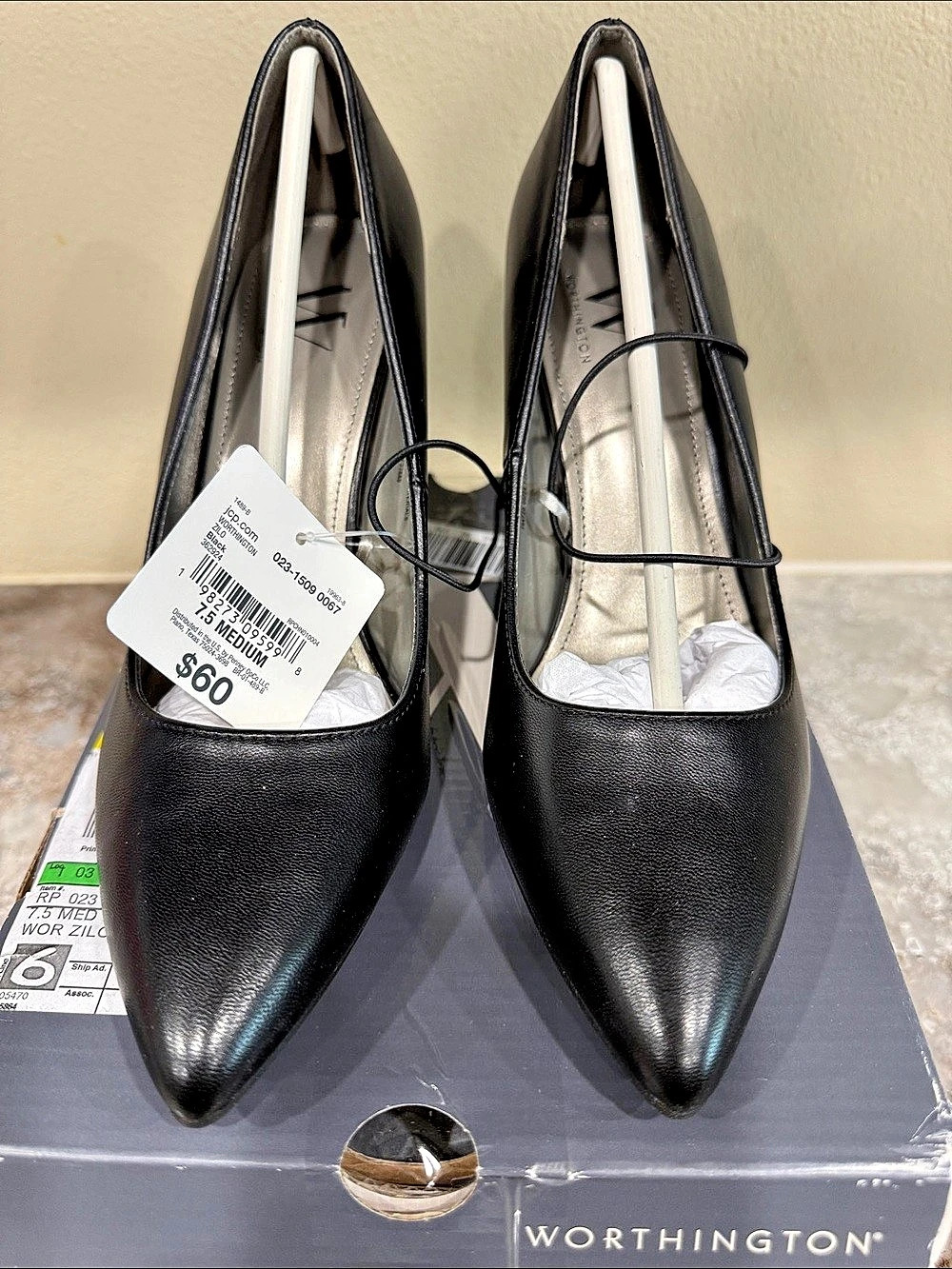 Worthington Zilo Black Pointed Toe Block Heel Pumps Zilo Pointed Toe Block Heel